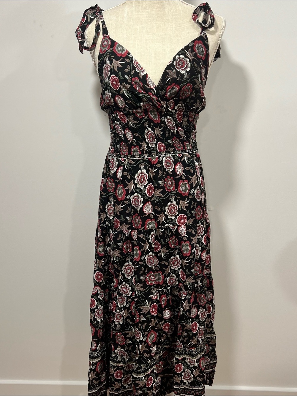 Lulu's Black Maxi Dress with Floral Print